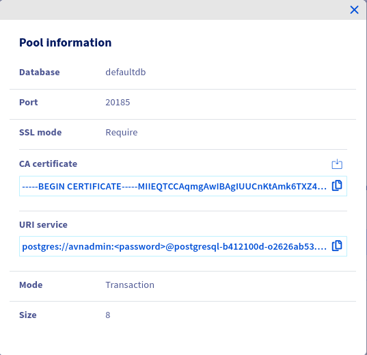 Pool informations