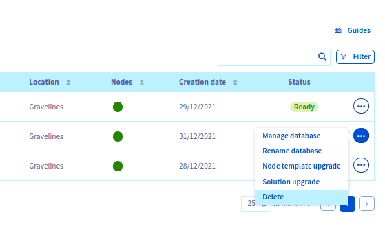 delete service menu