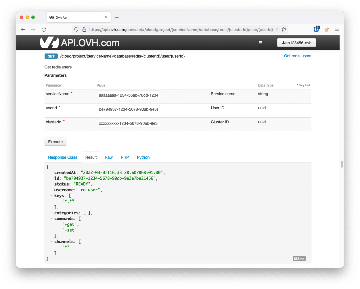 API path user detail