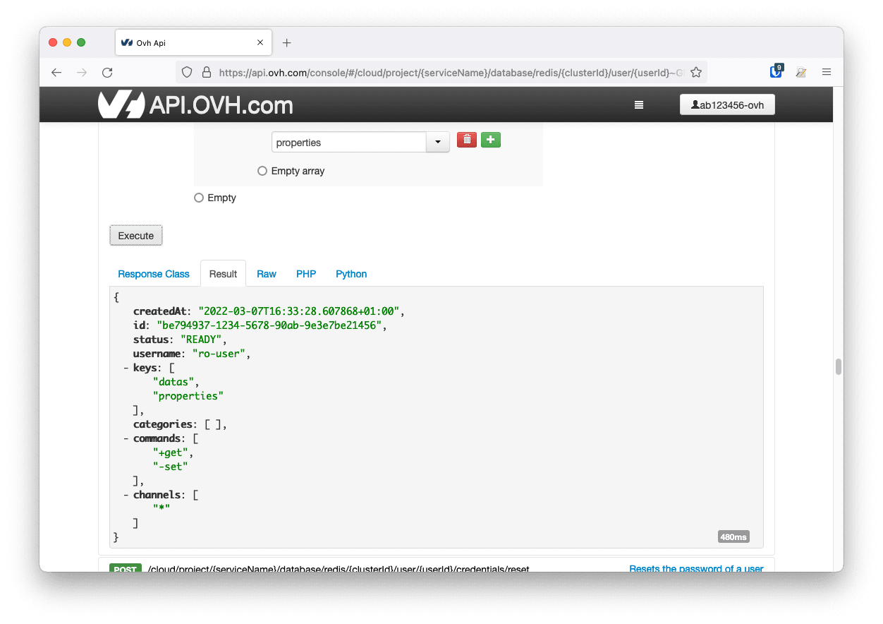 API ACL change result