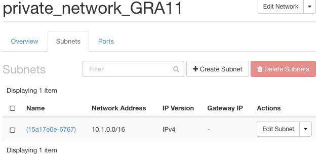 subnets list