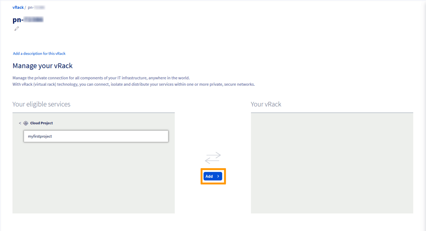 add project to vrack