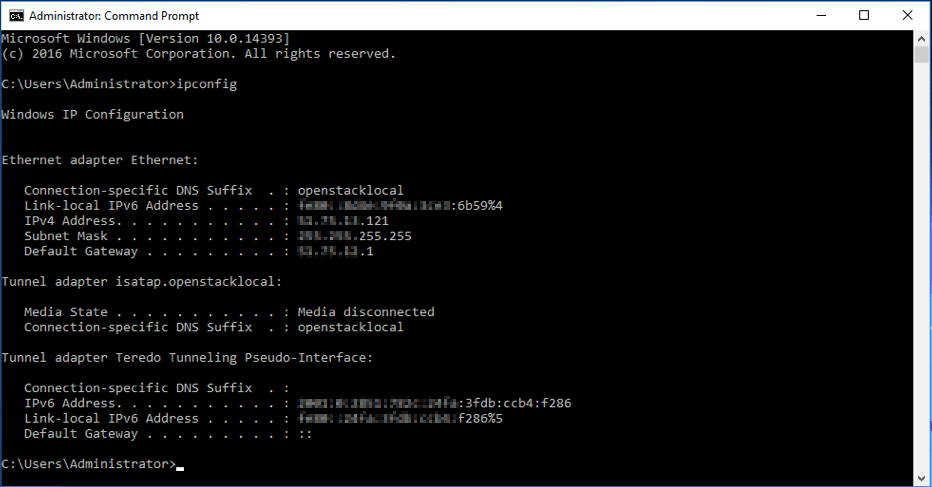 check main IP configuration