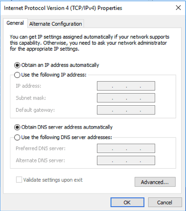 change the ip configuration