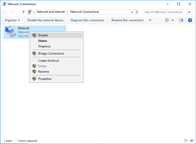 disabling network