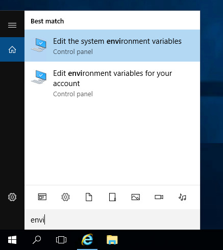Parâmetros das variáveis do ambiente