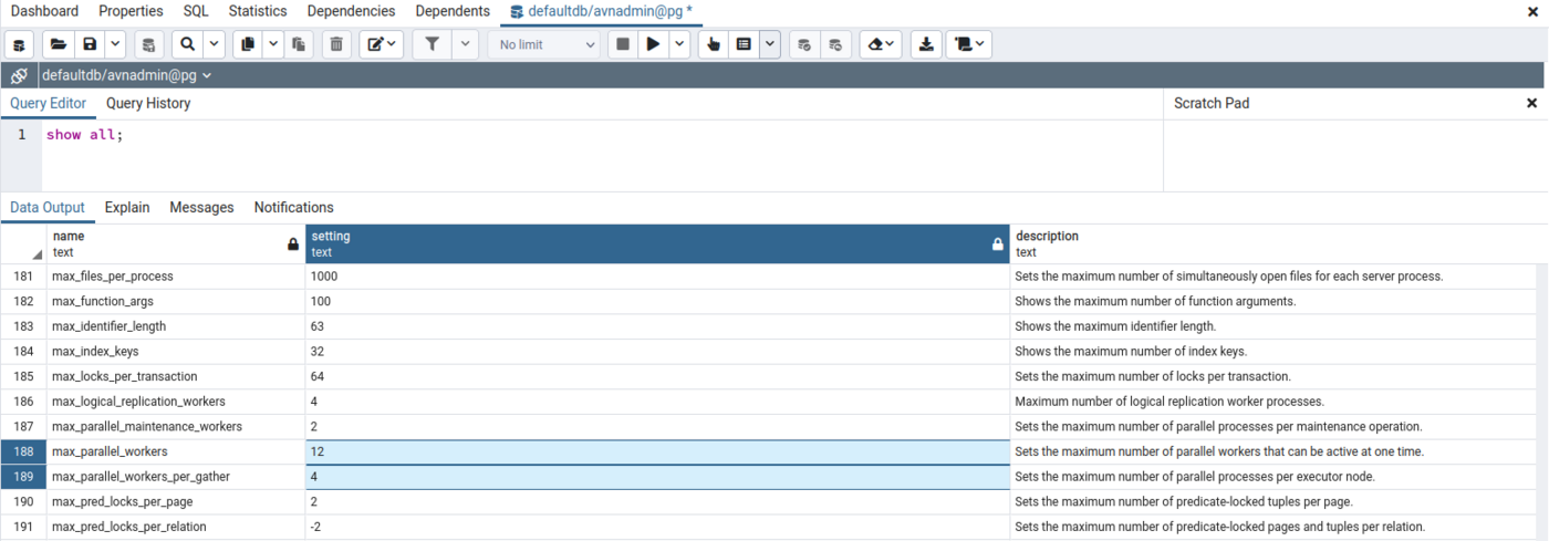 pgAmin check advanced configuration