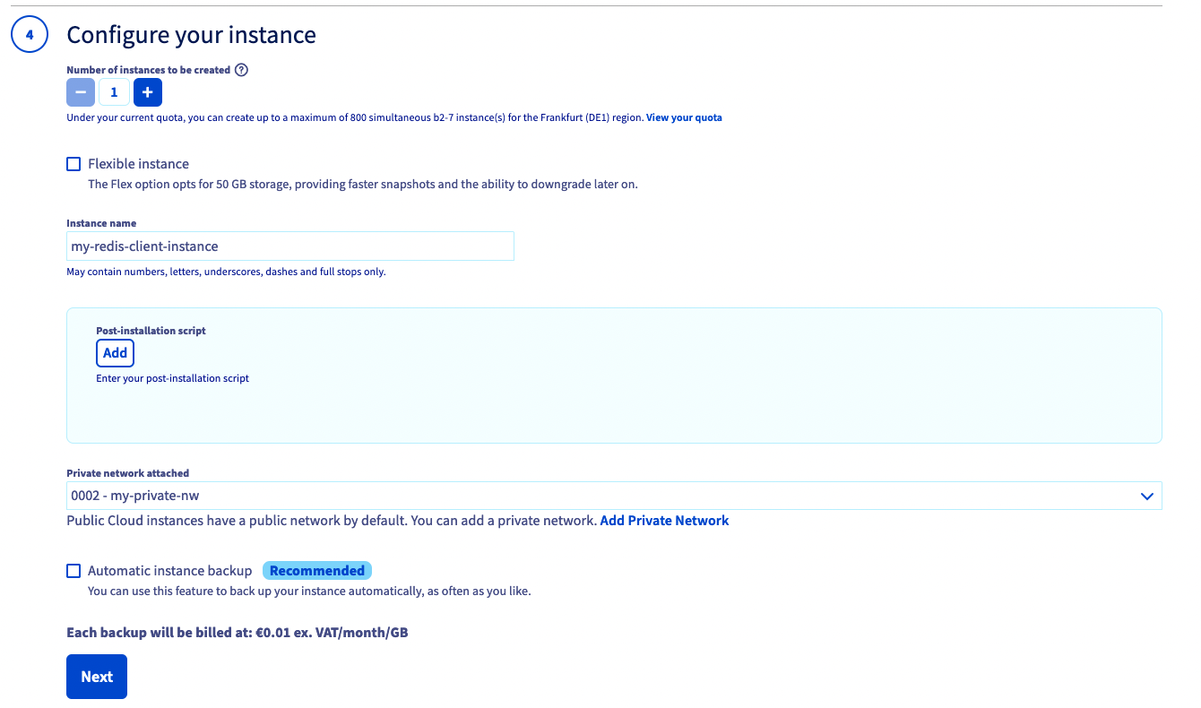 Configure the instance