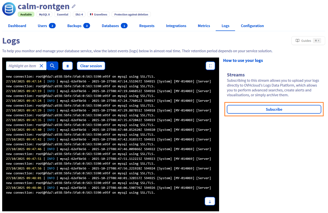 LDP database subscription