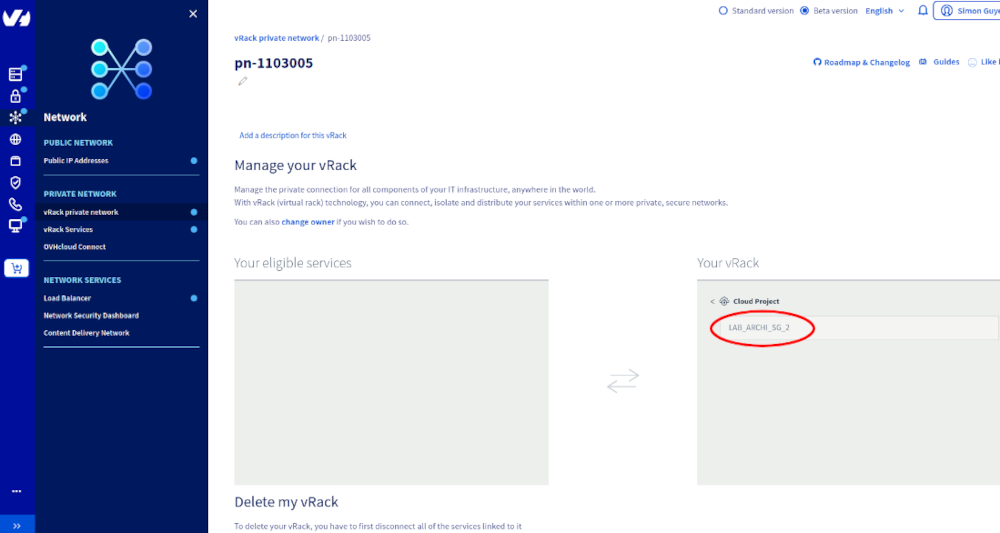 Add Public Cloud project to Vrack