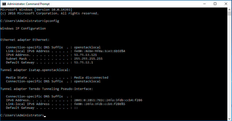 vérifier la configuration IP principale