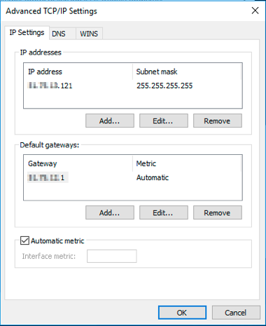 section de configuration avancée