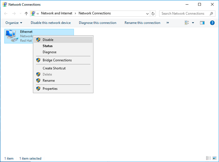désactivation du réseau