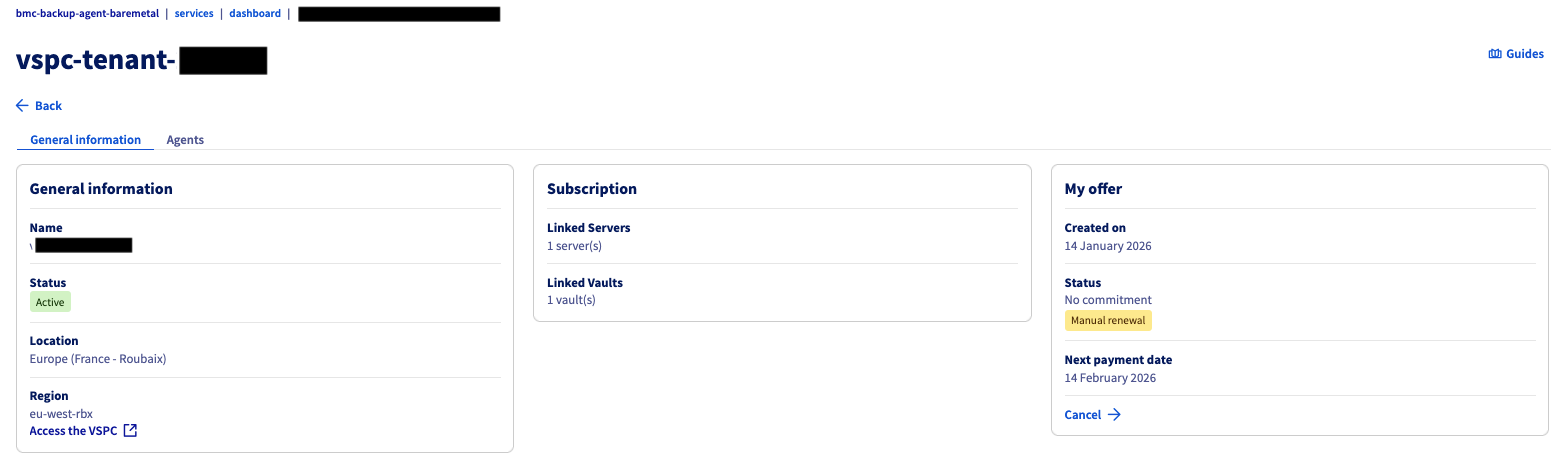 Backup Agent Tenant Infos