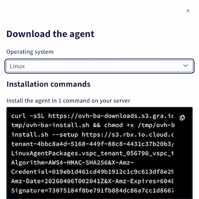 Backup Agent Download — Linux-Installationsbefehle
