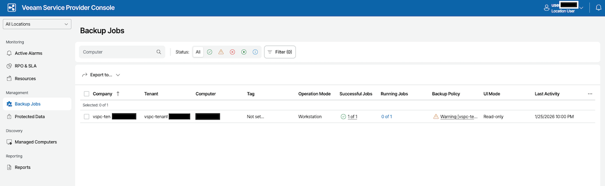 Backup Agent Backup Jobs