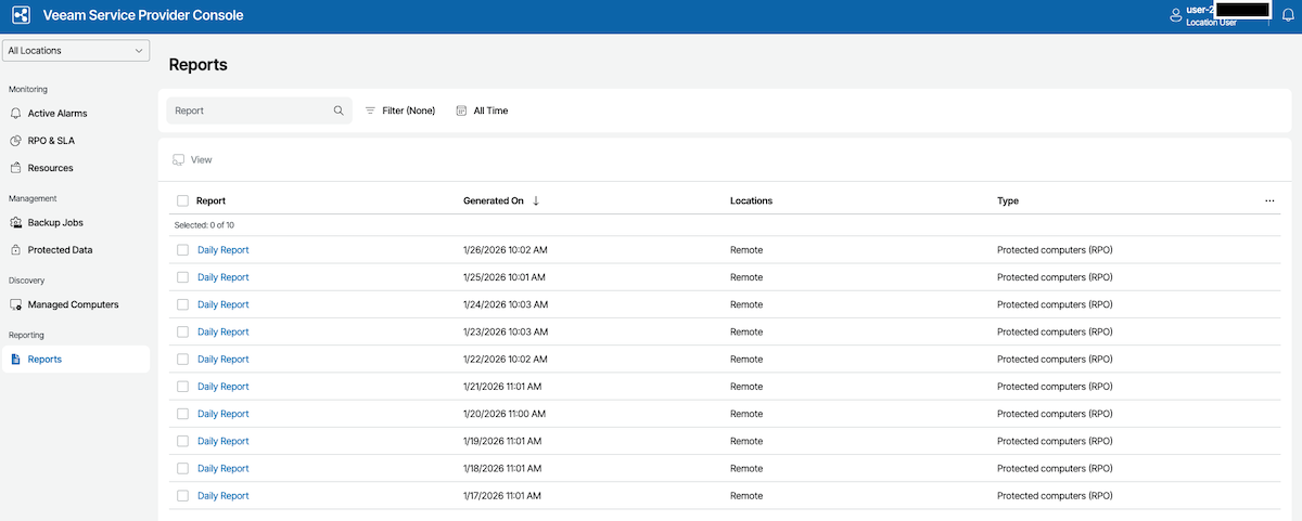 Backup Agent Reports