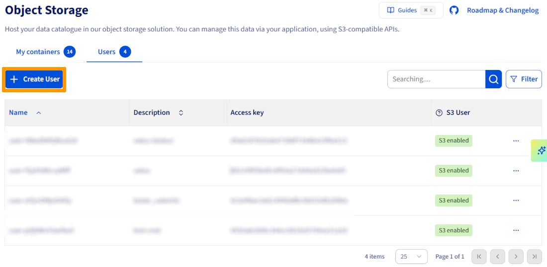 Create Object Storage user