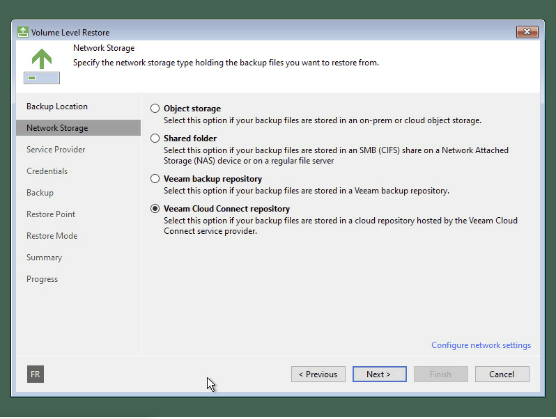 Choose Veeam Cloud Connect repository