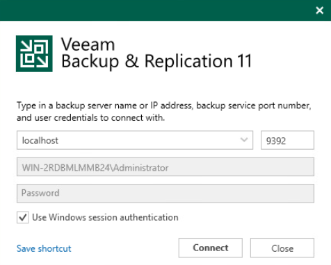 veeam console