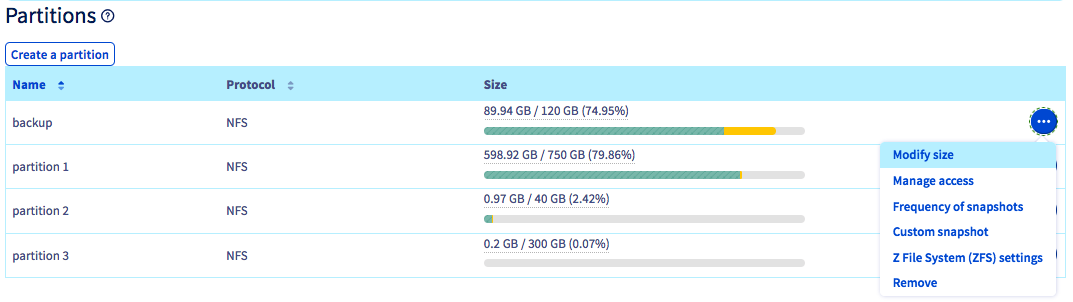 Größe einer Partition ändern