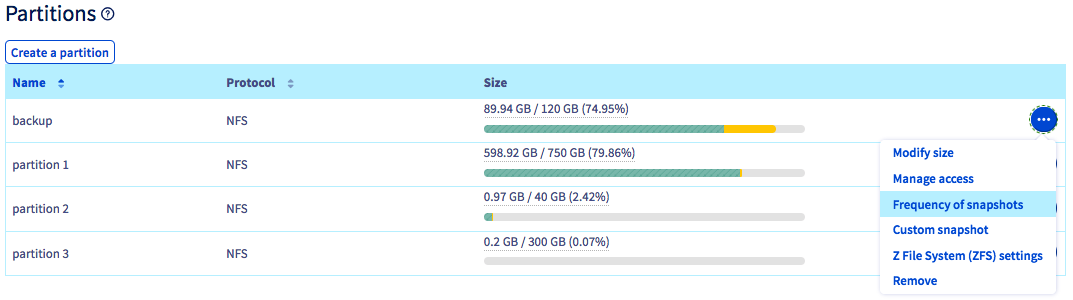 Snapshot-Frequenz ändern