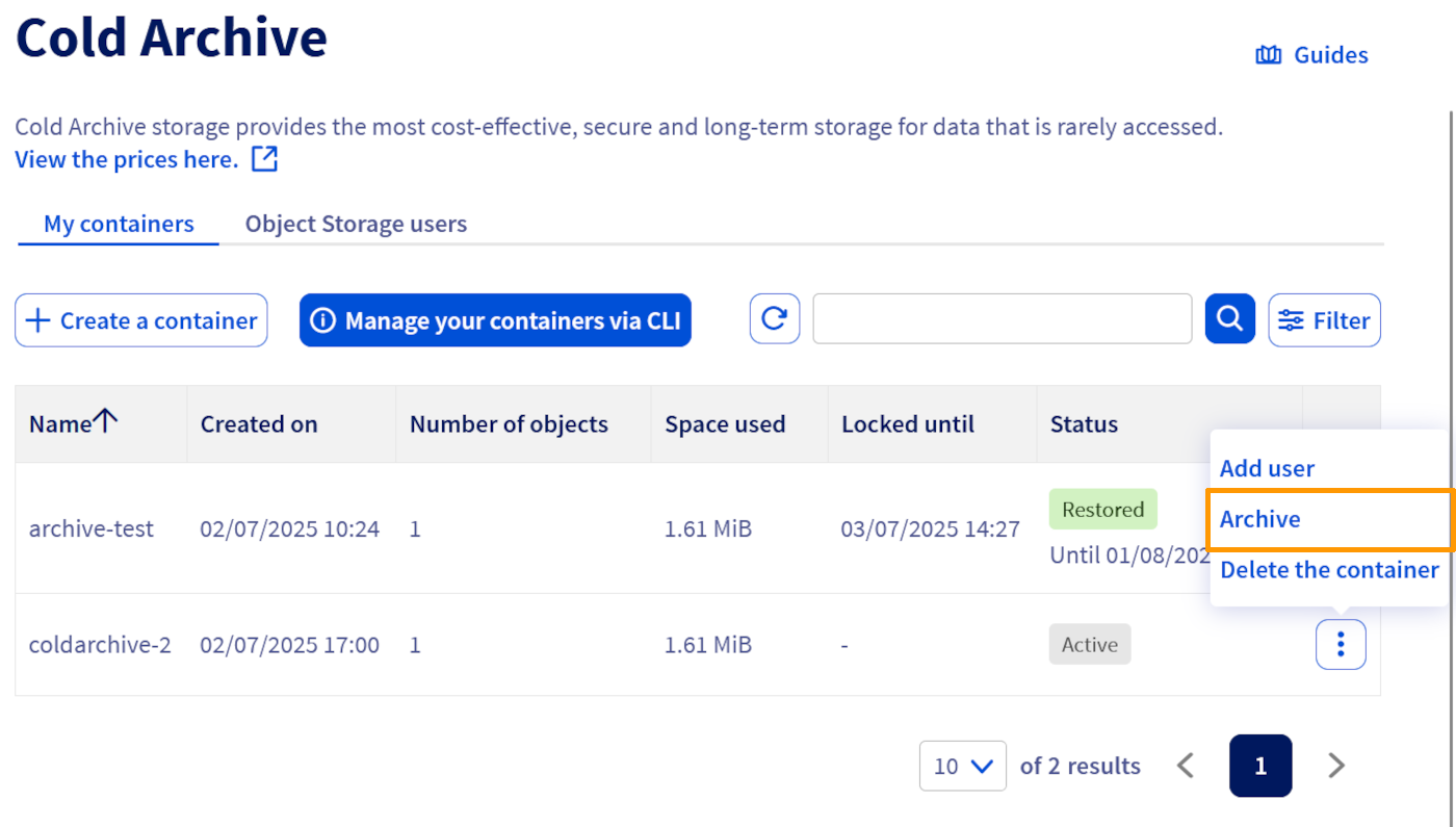 Archive a cold archive bucket