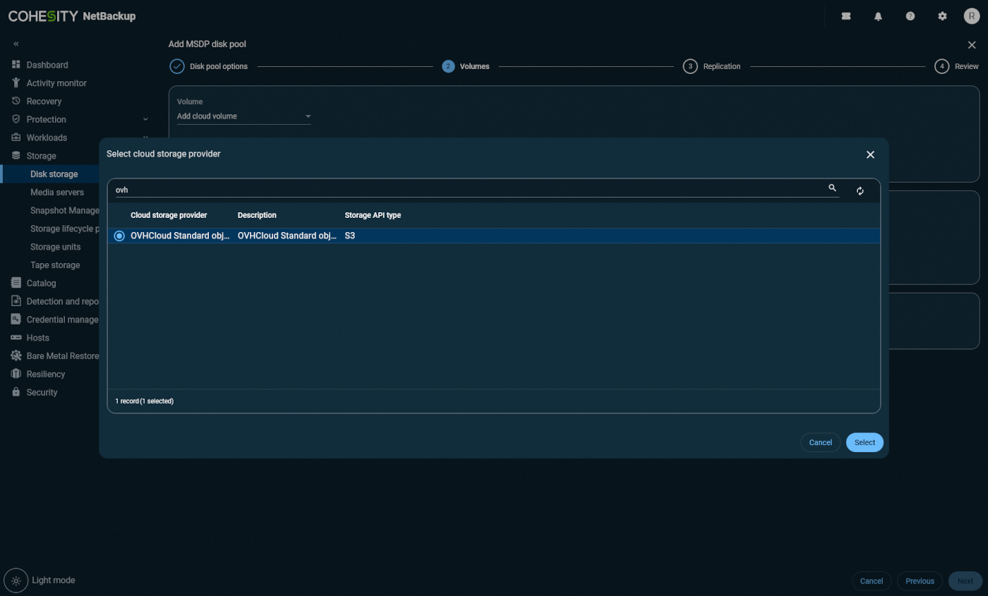 type selection of storage