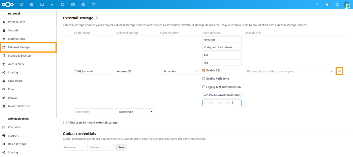External Storage Amazon S3 completed