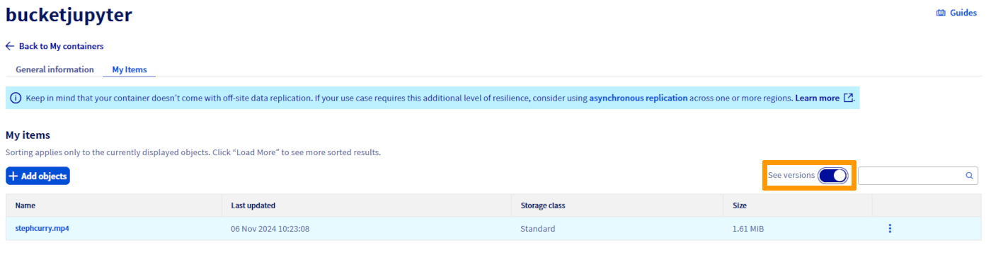 enable version objects