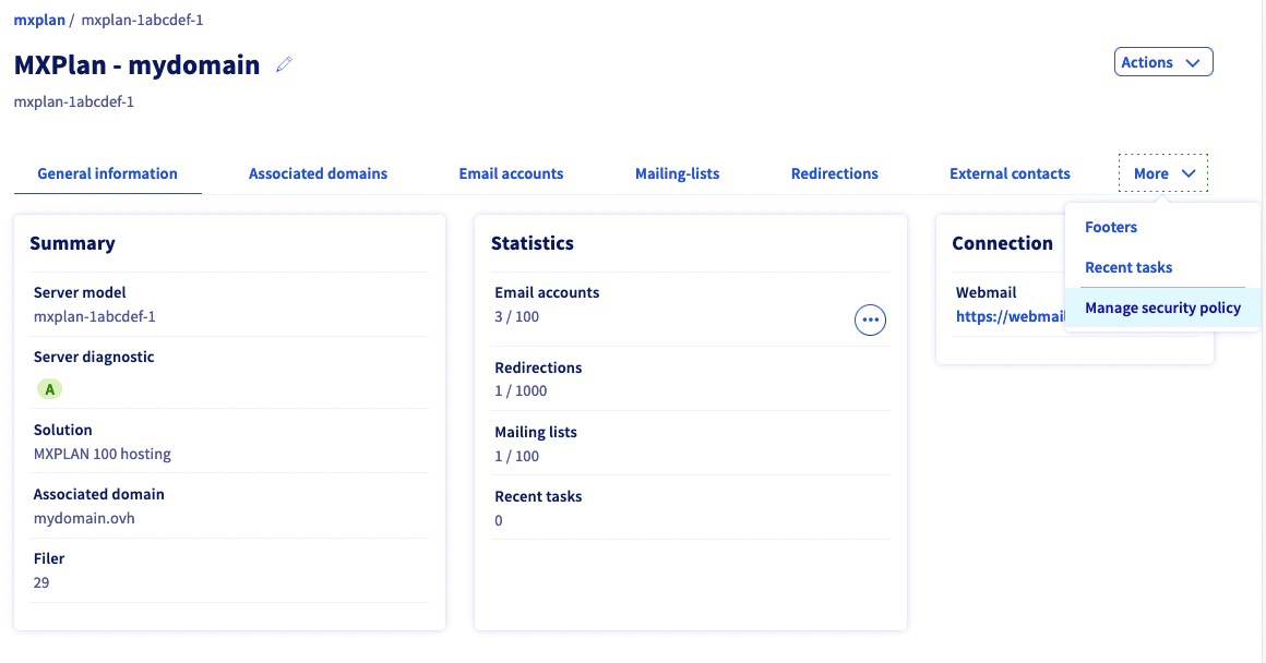 Política de seguridad Exchange
