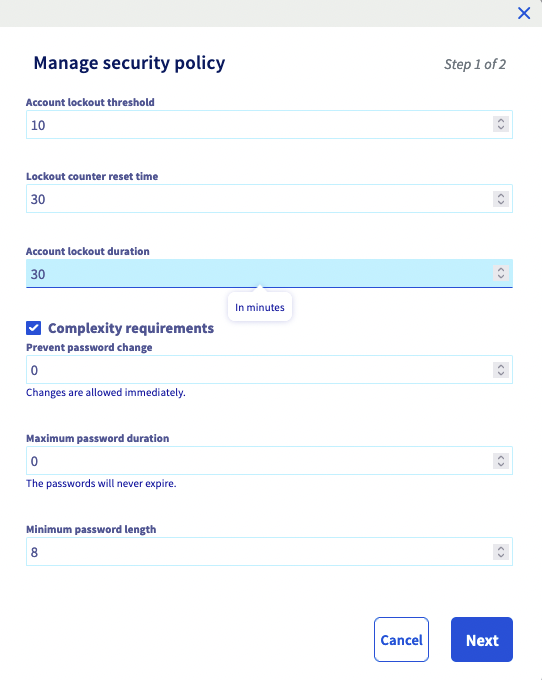 Política de seguridad Exchange