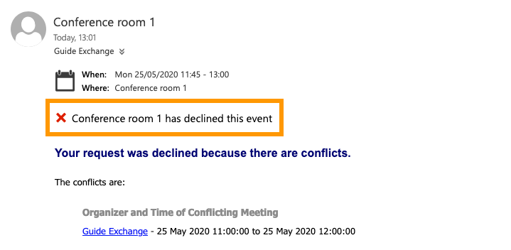 messaggio di rifiuto