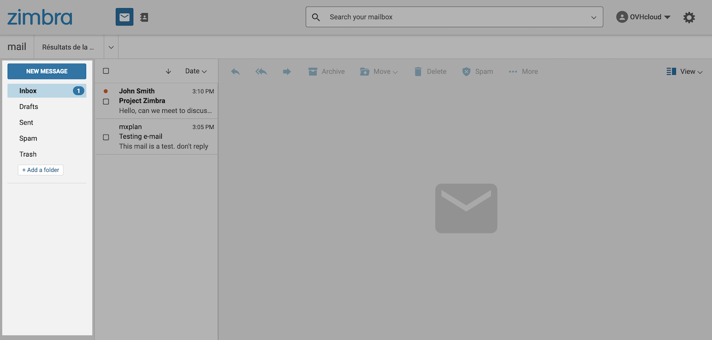 Zimbra - arborescence