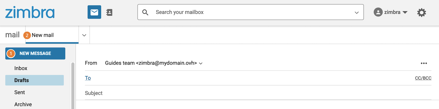 Zimbra - rédiger un e-mail
