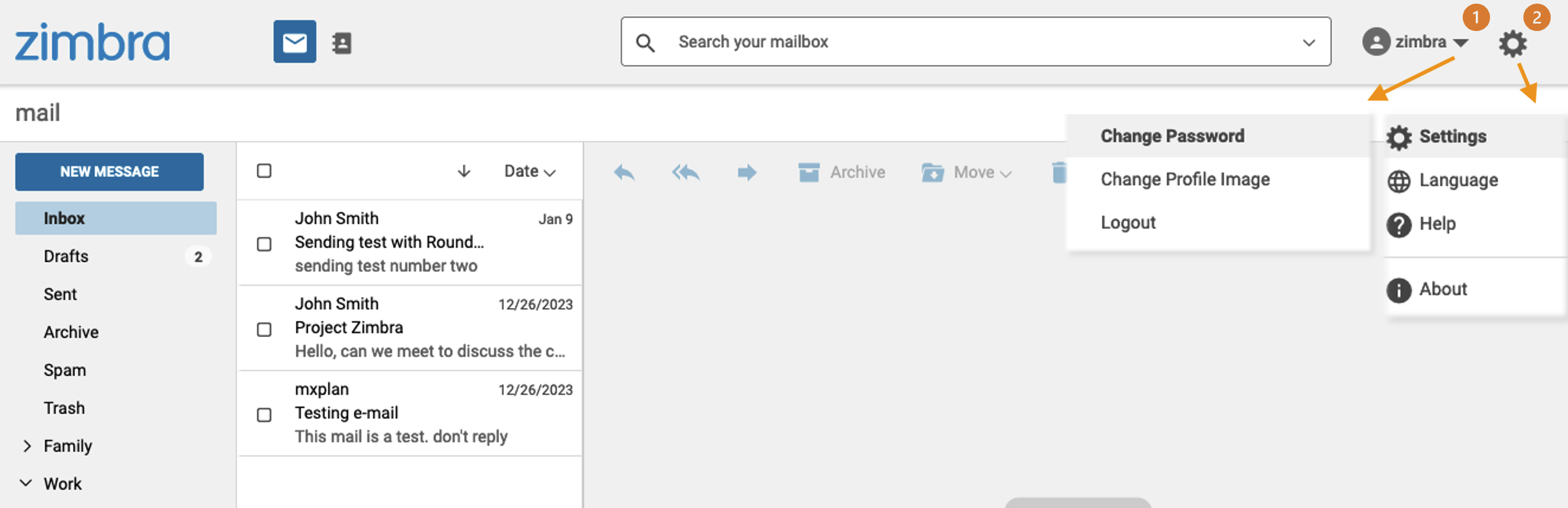 Zimbra - préférences