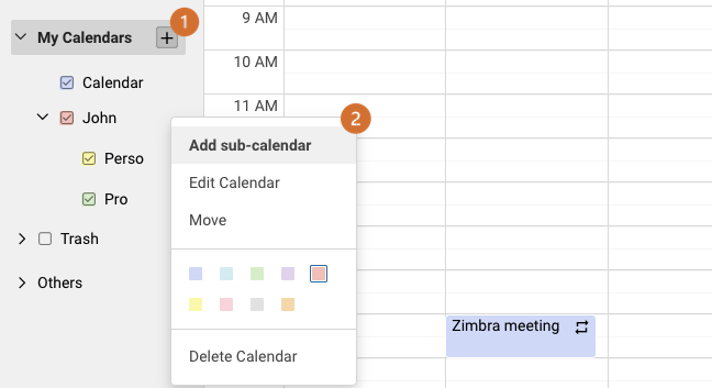 Zimbra - calendar