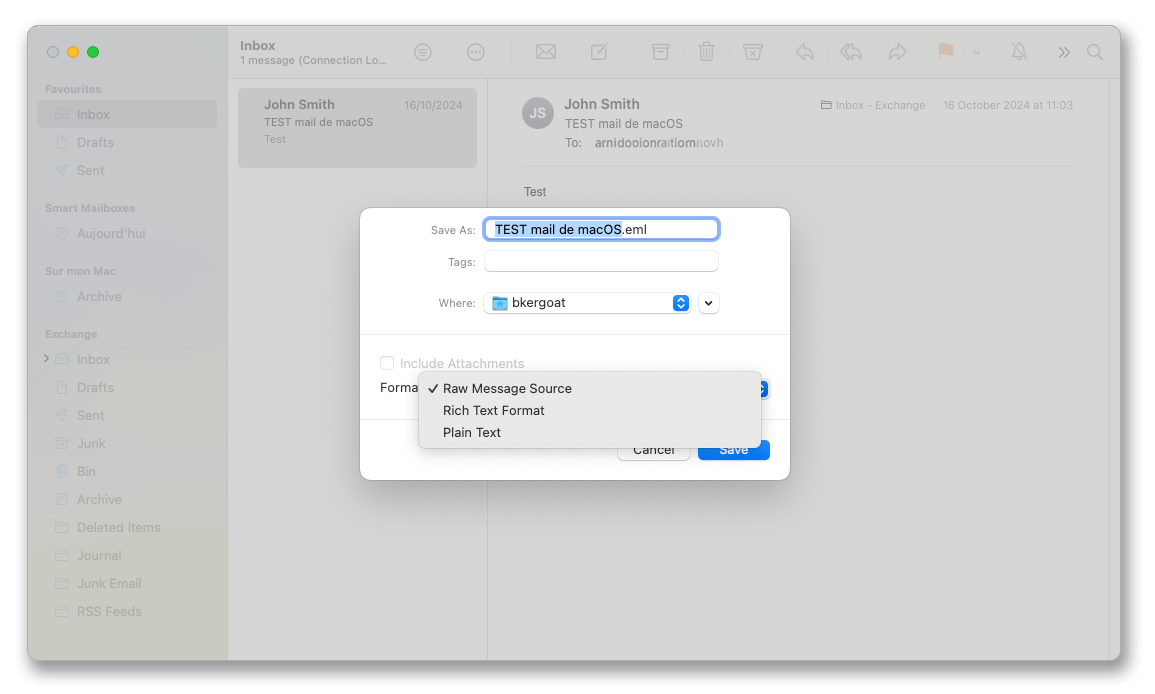 EML-Datei aus macOS Mail speichern