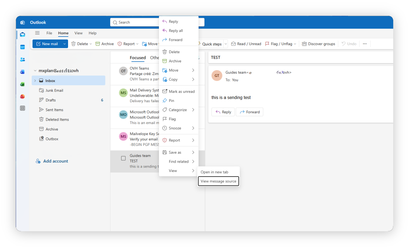 Vollständiger Header in Outlook