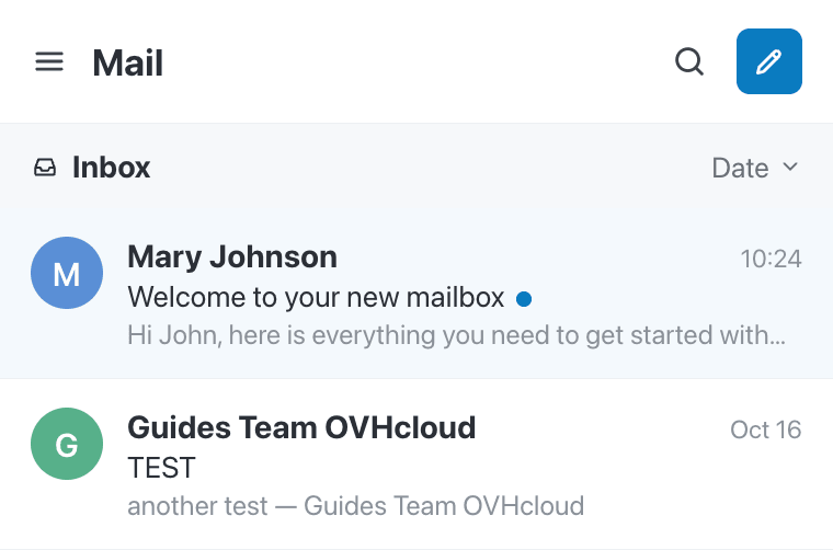 Zimbra app inbox