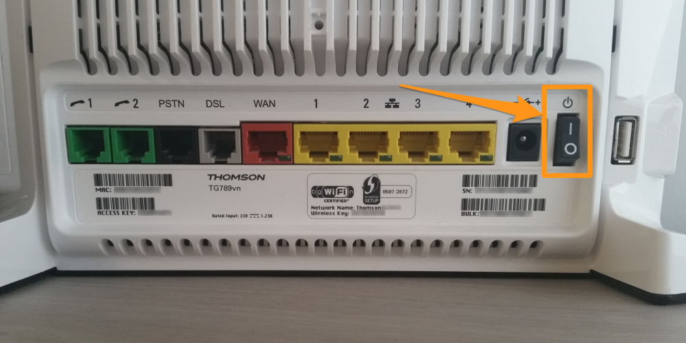 Redémarrage TG789vn