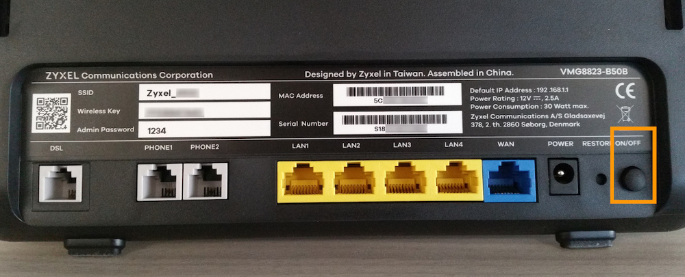 Redémarrage Zyxel VMG8823-B50B