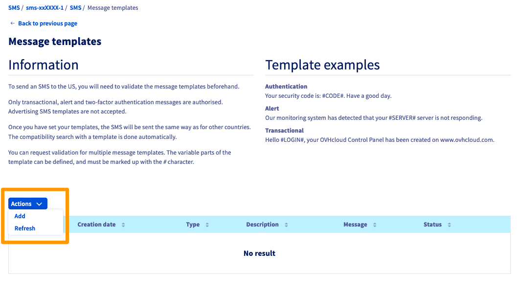 SMS a Estados Unidos