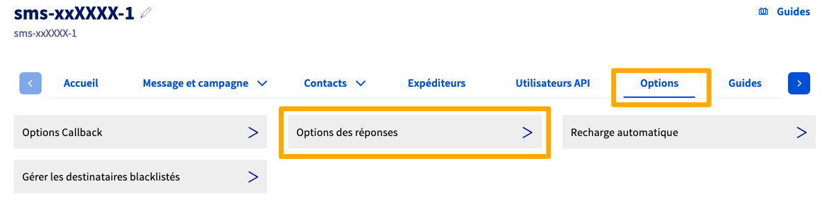 options SMS réponse