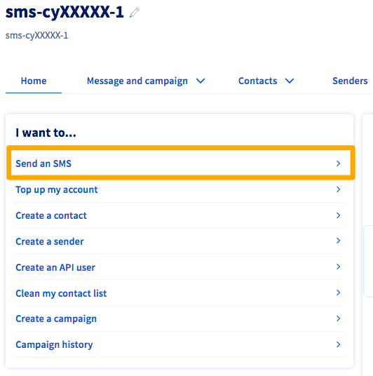send sms control panel