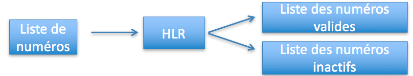 Schéma du nettoyage d'une liste de numéros via HLR