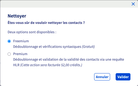 Options de nettoyage Freemium et Premium