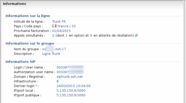 Vérification du register du trunk dans le Manager