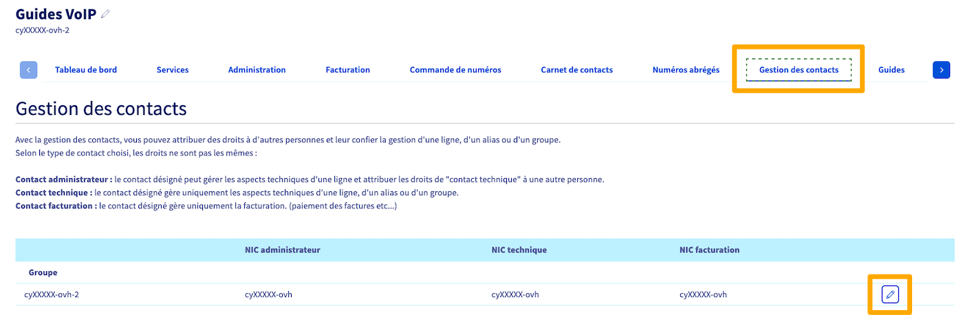 gestion des contacts