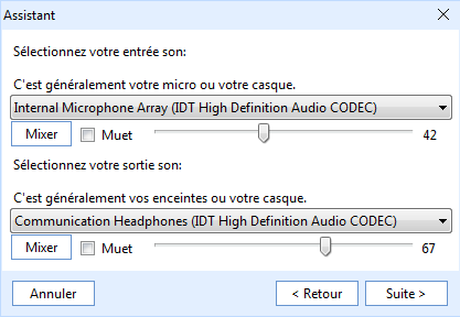 configuration - entrée et sortie audio